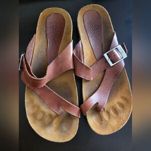 Yokono Brown Leather Adjustable Strap Cork Footbed Sandals Women's Size 8
